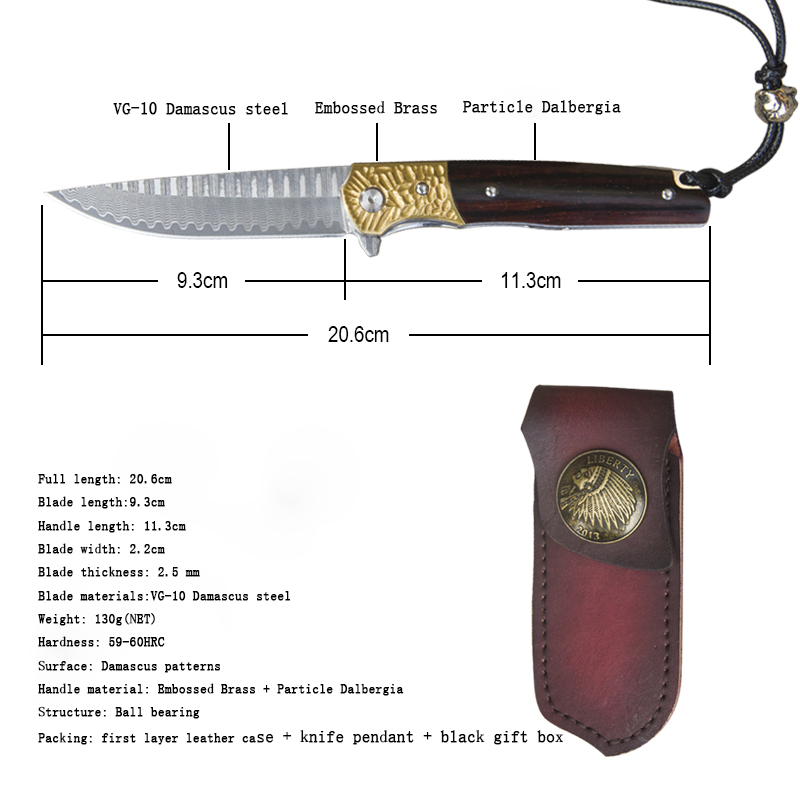 GT-N1137 Customized Damascus VG10 Steel Damascus Knife Floding Knife Tunafire