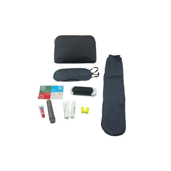 Dark Grey Airline Amenity Kits , Nine Contents Tourist Set With PU Pouch 20*6*13cm