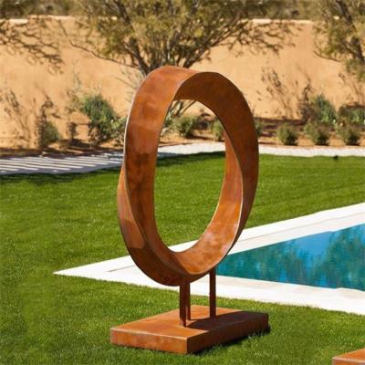 Escultura de Ring Corten Steel Metal Art do sumário moderno rústico exterior grande