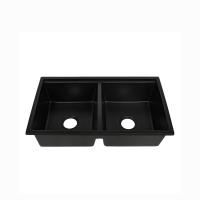 Évier de cuisine égal de pierre de quartz de bassin de la couleur 2 noirs 790 x 465mm
