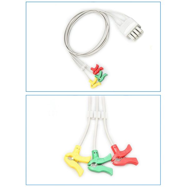 Adult ECG JC-906P Trunk Cable 3 Leads OEM B3-JS3IX Grey 0.9m Patient Monitor Compatible BSM23012353 BR-903P Medical Consumables