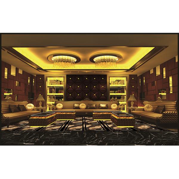 Gold Classical American Style Wooden Luxury Sofa Hotel Fabric KTV Sectional Sofa Set