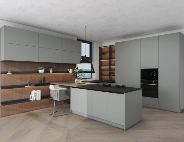 Design de Mobiliário de Cozinha do Oriente Médio Custom EB Board Armazém de Cozinha de Veneer de Madeira Para Apartamento