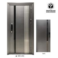Anti Theft Powder Coated Finish Modern Aluminum Entry Doors Commercial Grey