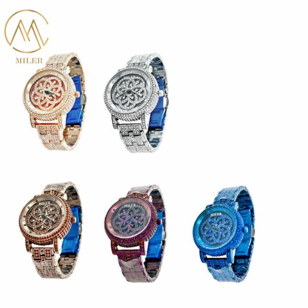Attractive belle conception montre au quartz avec forme de boîtier de type rond pour les dames