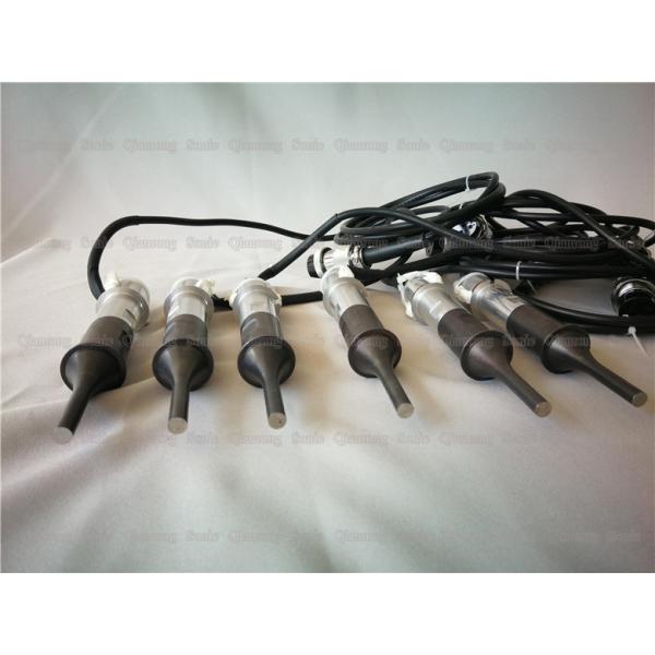 Welding 28khz Transducer , Ultrasonic Piezoelectric Transducer With Black Steel Horn