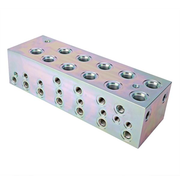 Custom hydraulic manifold block manufactured using CNC precision milling