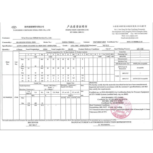 A/SA106 Gr. C MWT Alloy Steel Tube , Seamless Steel Tube For Theraml Power Generation
