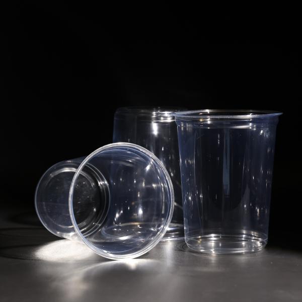 32oz Copo PET de plástico de qualidade alimentar com cúpula / tampa plana Copas de café frio descartáveis