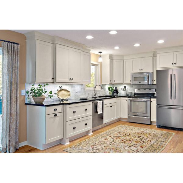 Custom North American Melamine Board Glossy White Shaker Kitchen Cabinets Flat Pack