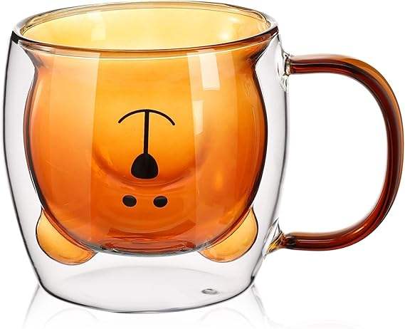 250ML Capacity Cute Double Walled Beer Glass Double Layer Glass Mug Custom Logo