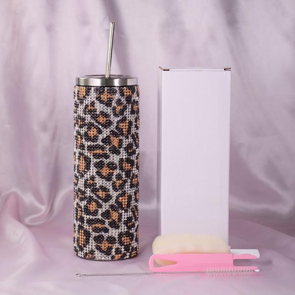Personalized 20 Oz Plastic Water Bottle Bling Rhinestone Tumbler Water Bottle With Handle And Straw Screw Lids Double Wall Insulation