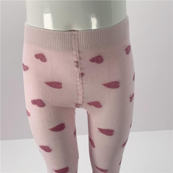 Comfortable Baby Girls Tights in Breathable Cotton with Pink Hearts