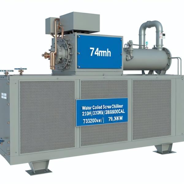 74m3/h Water Cooled Screw Chiller 210HP 330KW/283800Kcal 79.6KW Compressor