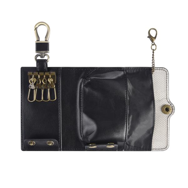 Leather Faraday Cage Bag , Black Men Key Holder Wallet Privacy Protection