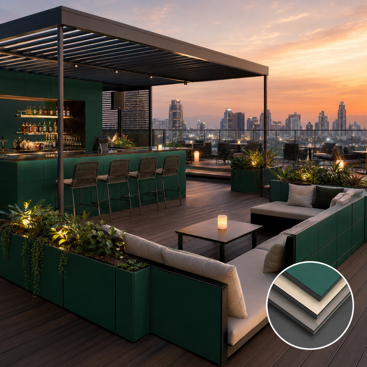 Weatherproof Phenolic Outdoor Table & Chair, Durable & Low Maintenance