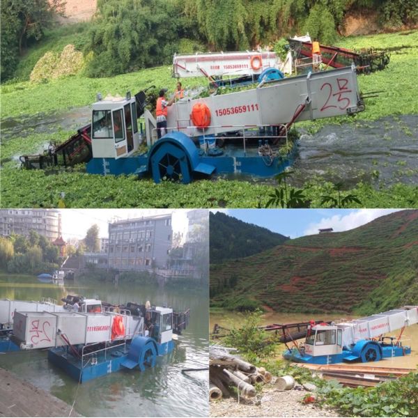 Diesel Automatic Skimmer Aquatic Weed Harvester with 3000 sqm Work Ability 1.5M Cutting Width and Automatic Discharge