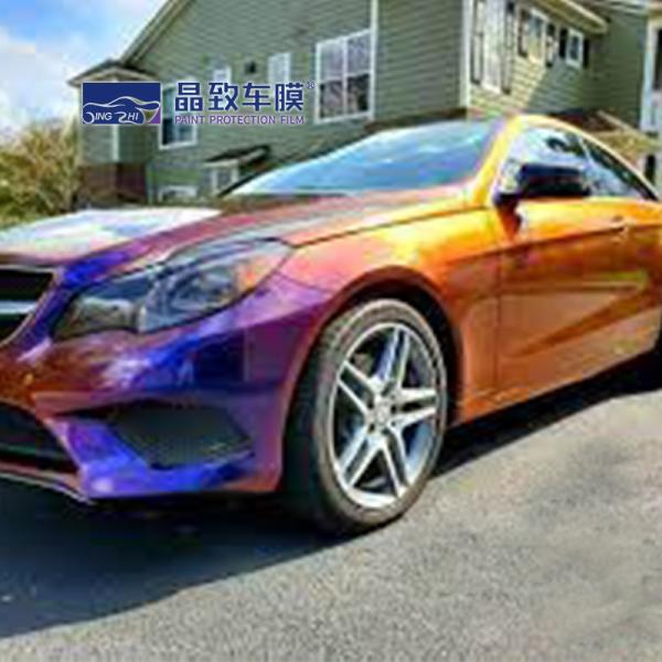 Anti Scratch TPH PET Vinyl Film , Self Adhesive Chameleon Purple Wrap