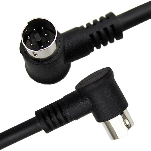 Cable d'extension mini Din personnalisé à 90 degrés angle droit L forme S vidéo homme à homme femme 7 broches pour STB