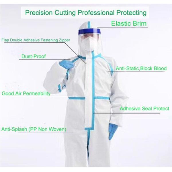 Lightweight Disposable Medical Coverall , Disposable Protective Coverall Waterproof