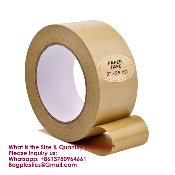 Recyclable Packaging Tape Self Adhesive Box Tape For Shipping, Sealing, Moving & Masking Eco-Friendly Kraft Paper Tape, Biodegradable Heavy Duty Packing Tape