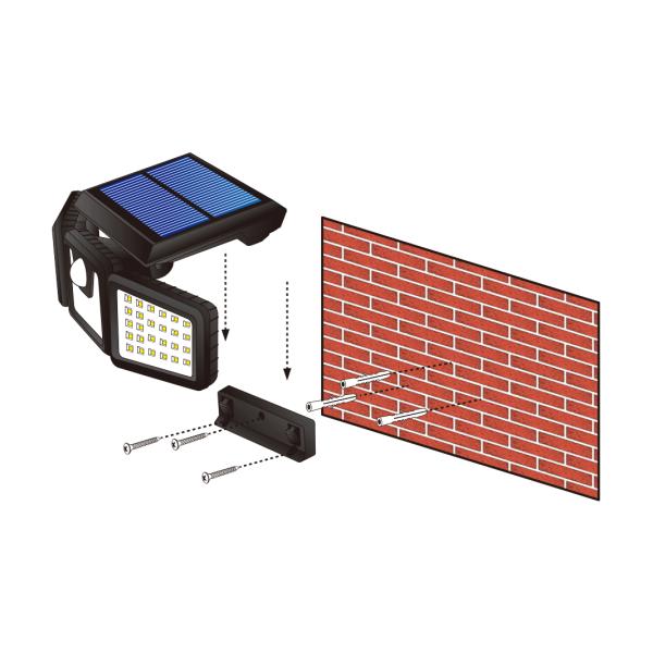 18650 LED Adjustable Waterproof Solar Lights Outdoor Wall Lights With Sensor