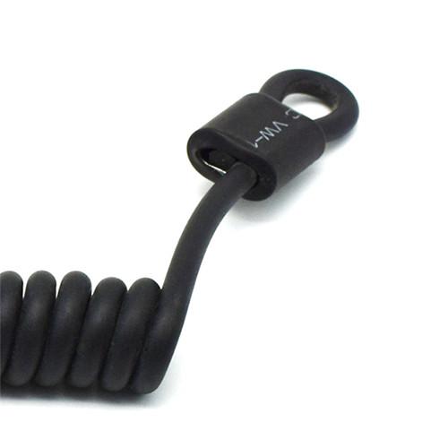 Matt Black Coating Coiled Steel Lanyard Cable Prevent Loss 5.0MM