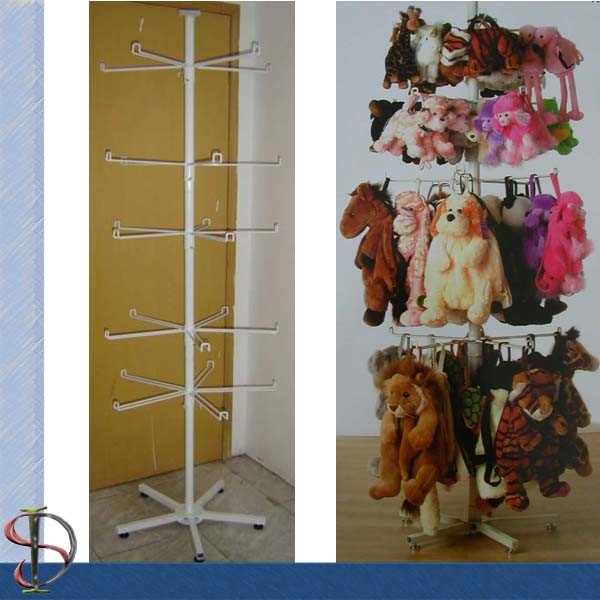 Metal Display Rack with hooks for brand gifts / White TOY PET CARRIER / Spinner