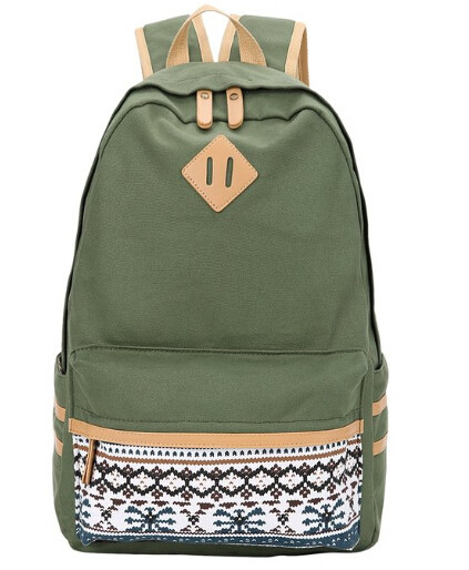 Casual Style Canvas School Bags , Unisex Travel Hiking Backpack Custom Color