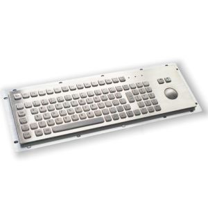 Industrial Stainless Steel Keyboard with Integrated Trackball – Sealed & Impact‑Resistant for Rugged Kiosk Use