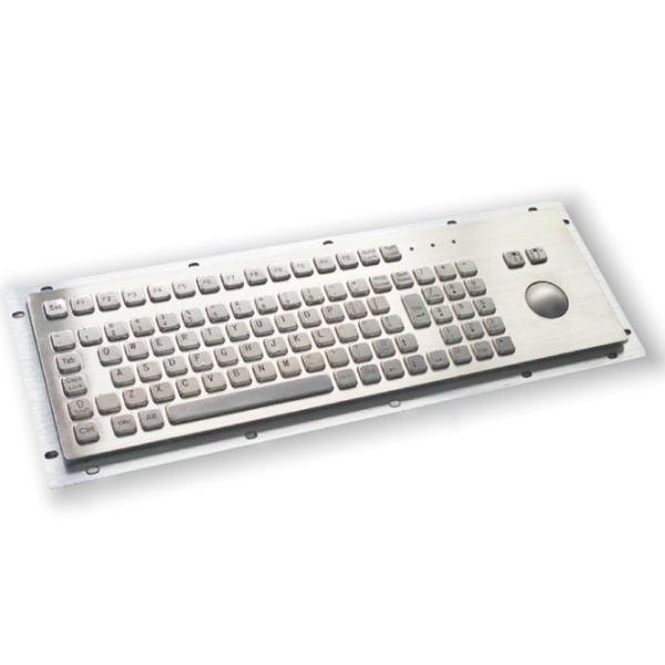 Industrial Stainless Steel Keyboard with Integrated Trackball – Sealed & Impact‑Resistant for Rugged Kiosk Use