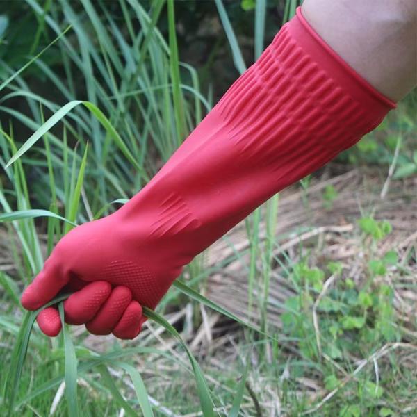 Natural Latex Extra Long Cuff Gloves 100G/Pair 38CM Kitchen Cleaning Glove