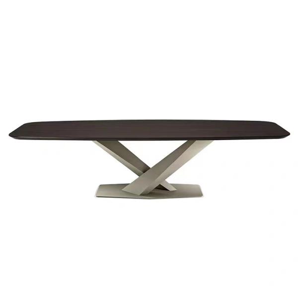 X Base Cross Industrial Wood Dining Tables  Contemporary Aesthetic