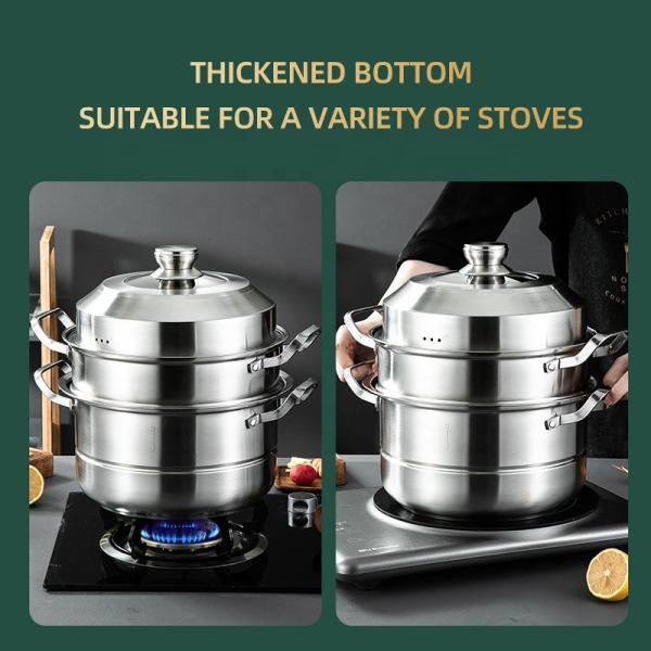 Wholesale TOP Seller 30cm Multipurpose Stock Pot Cookware 18/8 Stainless Steel Steam Cooking Pot With Visual Lid