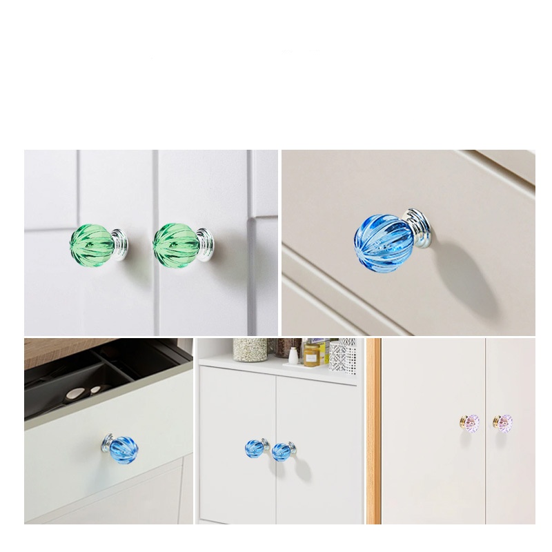Colored Knobs for Living Room Bedroom Other Spaces-Glass Acrylic Wardrobe Drawer Dresser Bathroom Hotel Apartment Dining