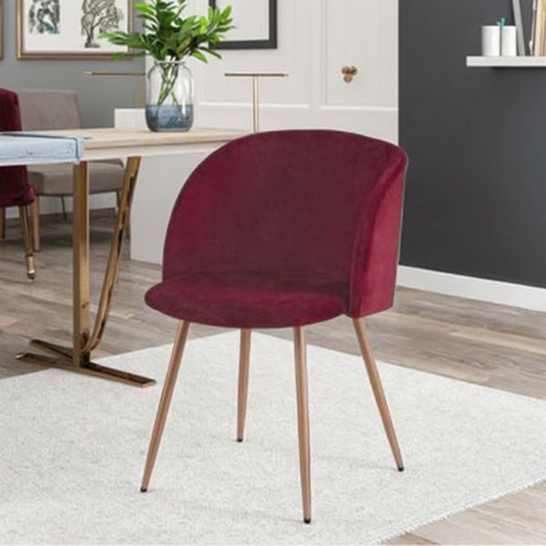 Simple Velvet European Modern Eco-Friendly Dining Chair Metal Legs for Home Bar Office Restaurant Dining Room Furniture