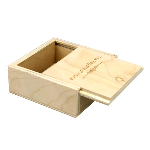 Customized Natural Unfinished Square Wood Packaging Box with Sliding Lid and Material