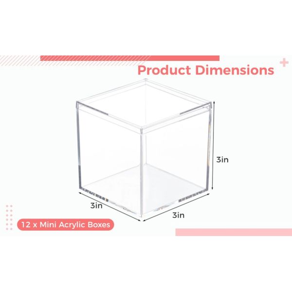 Acrylic Square Cube 4 X 4 X 4 Inches, Small Clear Plastic Display Boxes With Lids, Clear Acrylic Storage Square Cube Boxes, Display Case Container For Candy Jewelry Tiny Items