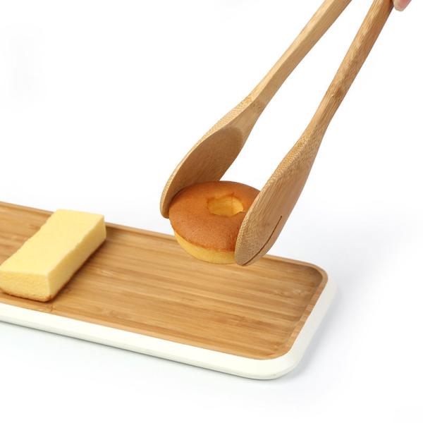 Food Bamboo Eco Friendly Wooden Toast Tongs Kitchen Cooking Tool