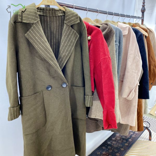 Women's Winter Used Clothes Double Sided Wool Coats Fashionable Mixed Styles Slim Fit