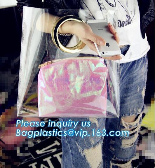 neon laser shopping beach bag tote bag, Summer PVC Beach Handbag Neon Colored Beach Bags, transparent beach bag women's