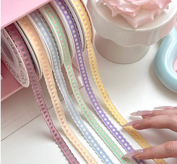 Lace Jumping Grid Ribbon Flower Bundle Bow Tie Cake Baking Ribbon Floral Art Handmade DIY material