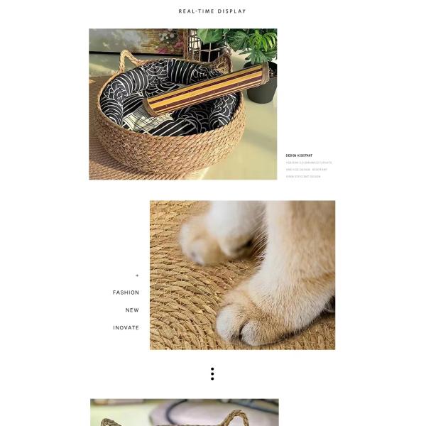 Removable Straw Pet Bed Warm Cat Rattan Bed Washable Four Seasons Universal