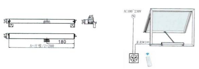 Electric Chain Window Opener with Rain Sensor Remote Control and Adjustable Stroke for Automatic Ventilation