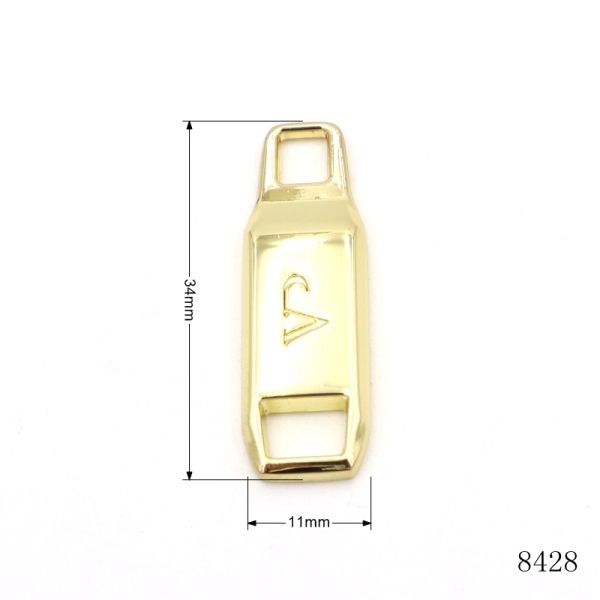 Square Custom Gold Logo Engraved Metal Zip Puller For Handbags Hardware Accessories