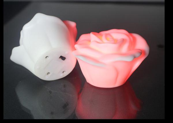 White Plastic Rose Shaped Led Night Light With Water Action Or Button Off / On