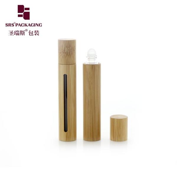 BG(G)-10ML Empty Bamboo Roller Bottle Real Wood Bamboo Material For Essential Oil With Window Glass Applicator Ball
