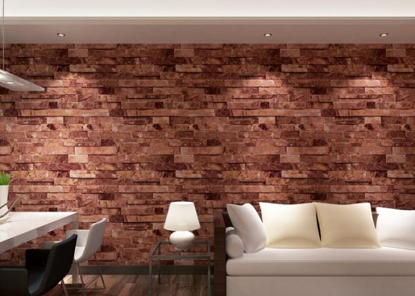 Removable 3D Brick Effect Wallpaper , Living Room Wall Covering with 0.53*10M size