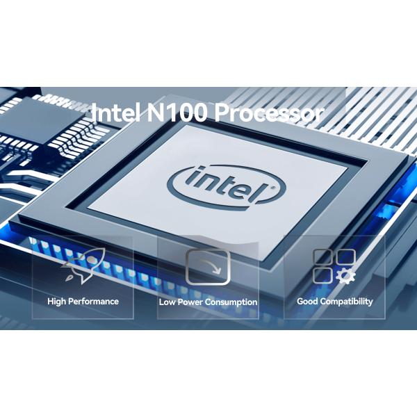 Intel N100 PC sans ventilateur industriel avec châssis noir Ports d'affichage triple pour l'industrie