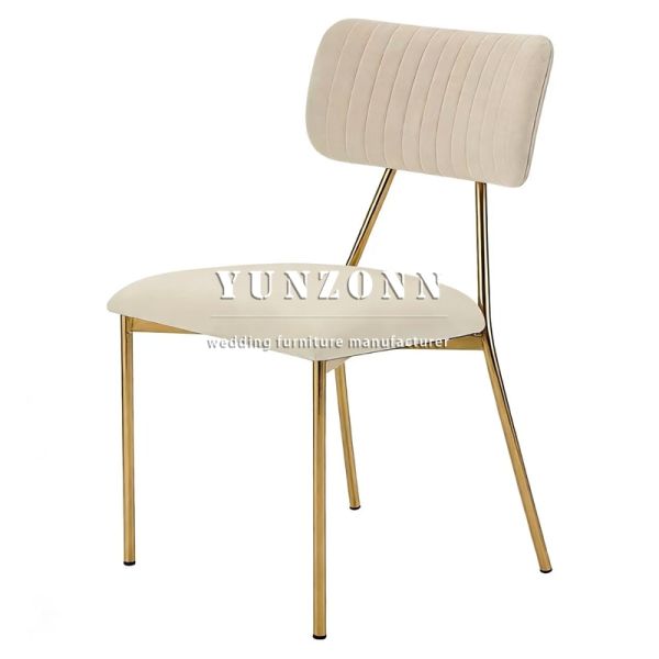 Modern Velvet Stackable Slat Back Chair Metal Legs Commercial Villa Dining Room Furniture for Hotels Weddings Living Rooms